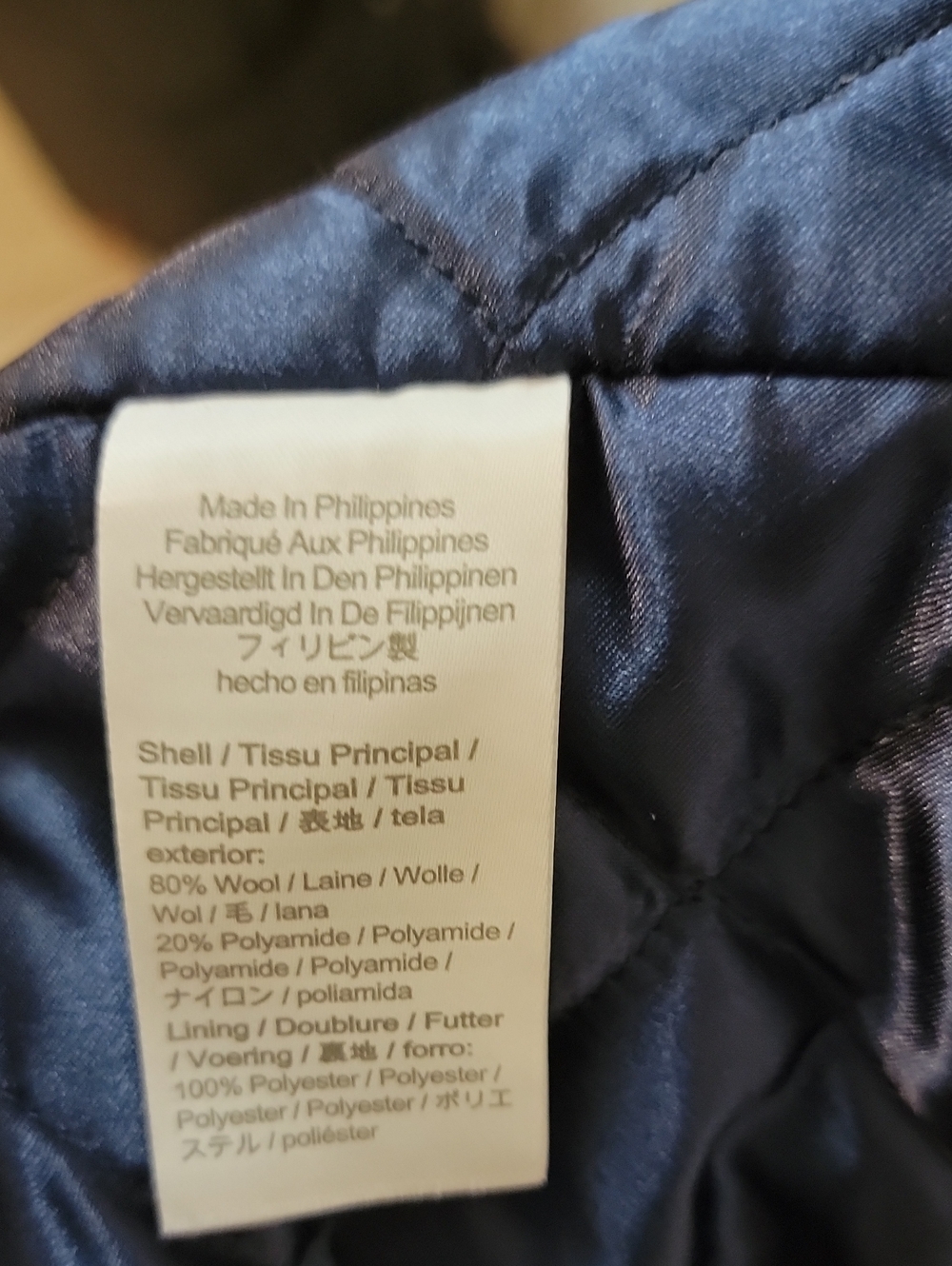 Camel Wool Blend Zip Coat with Quilted Navy Lining J. Crew - Picture 5 of 9